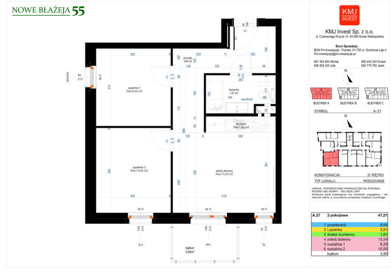 Mieszkanie A37 Osiedle Nowe Błażeja 55 - KMJ Invest Poznań