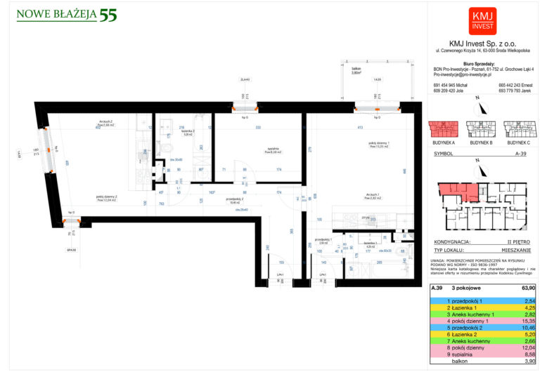 Mieszkanie A39 Osiedle Nowe Błażeja 55 - KMJ Invest Poznań