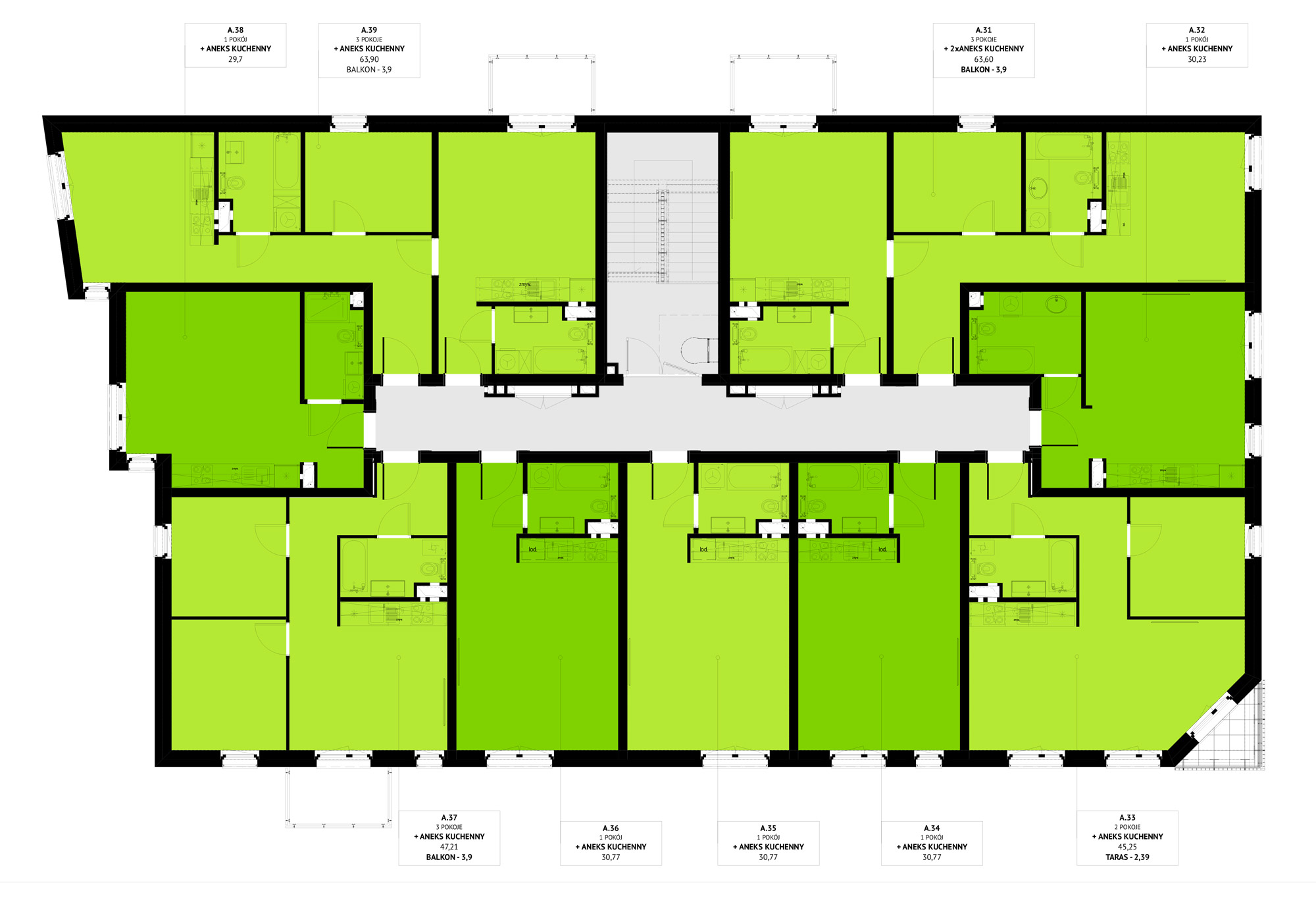 Budynek A kondygnacja 2 w inwestycji Osiedle Błażeja