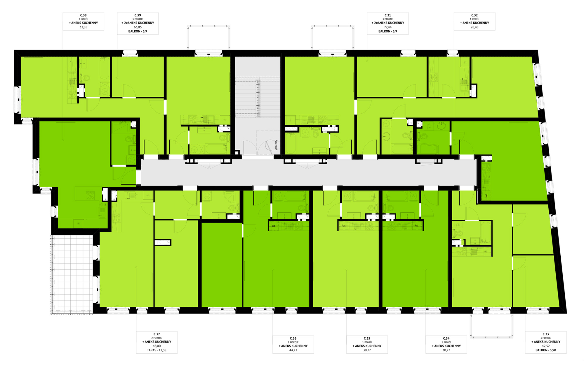 Budynek C kondygnacja 2 w inwestycji Osiedle Błażeja