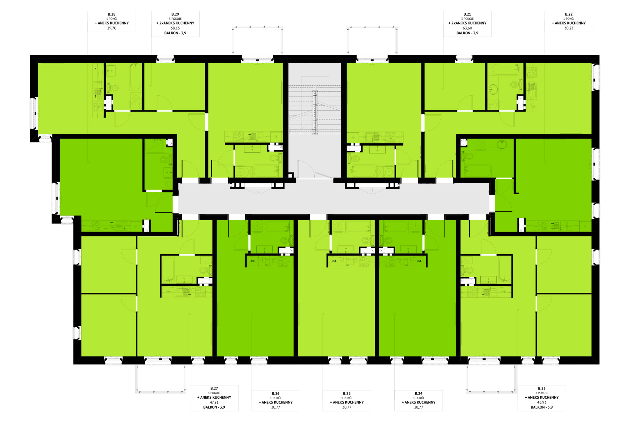 Budynek B kondygnacja 2 w inwestycji Osiedle Błażeja