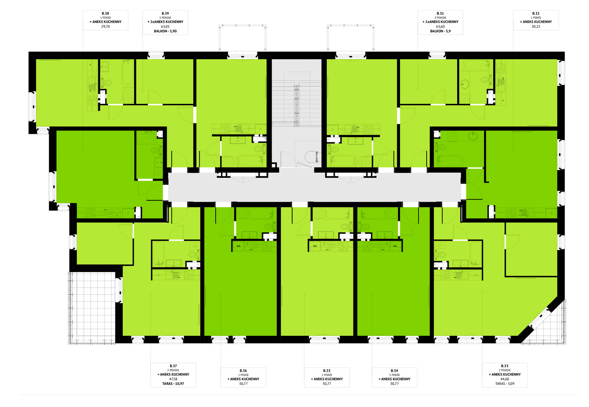 Budynek B kondygnacja 2 w inwestycji Osiedle Błażeja