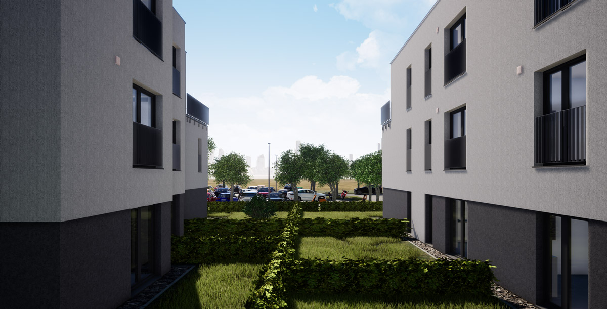 Widok na parking Inwestycja Osiedle Błażeja 55 Poznań KMJ Inwest